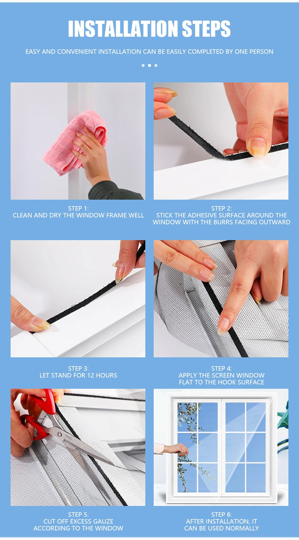 Self-Adhesive Window Mosquito Net – DIY Anti-Insect Mesh Screen