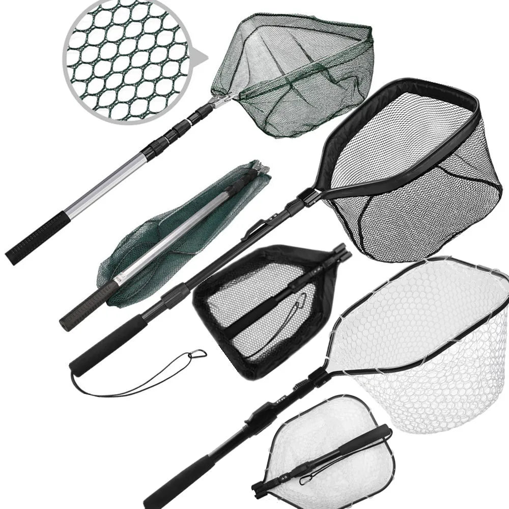 Telescopic Fishing Landing Net – 55cm to 190cm Foldable Floating Net