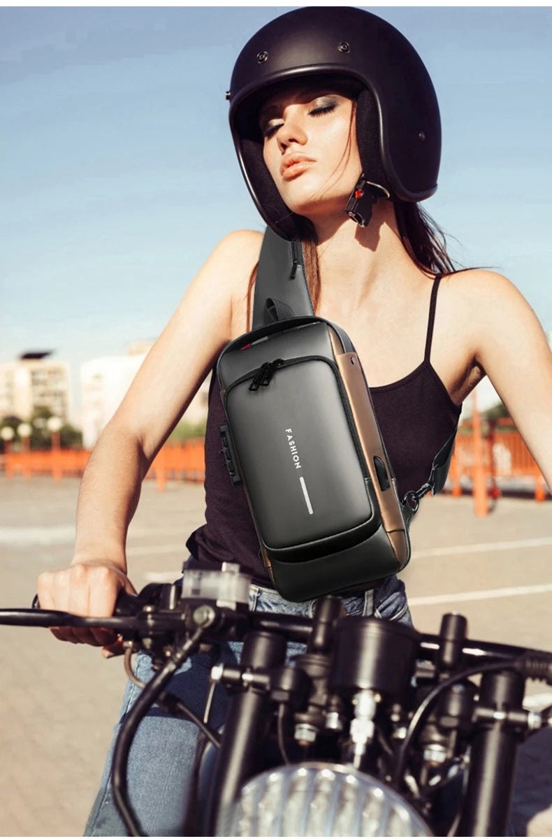 Men’s Crossbody Sling Bag – Multifunction Chest Pack with USB Charging & Anti-Theft Design