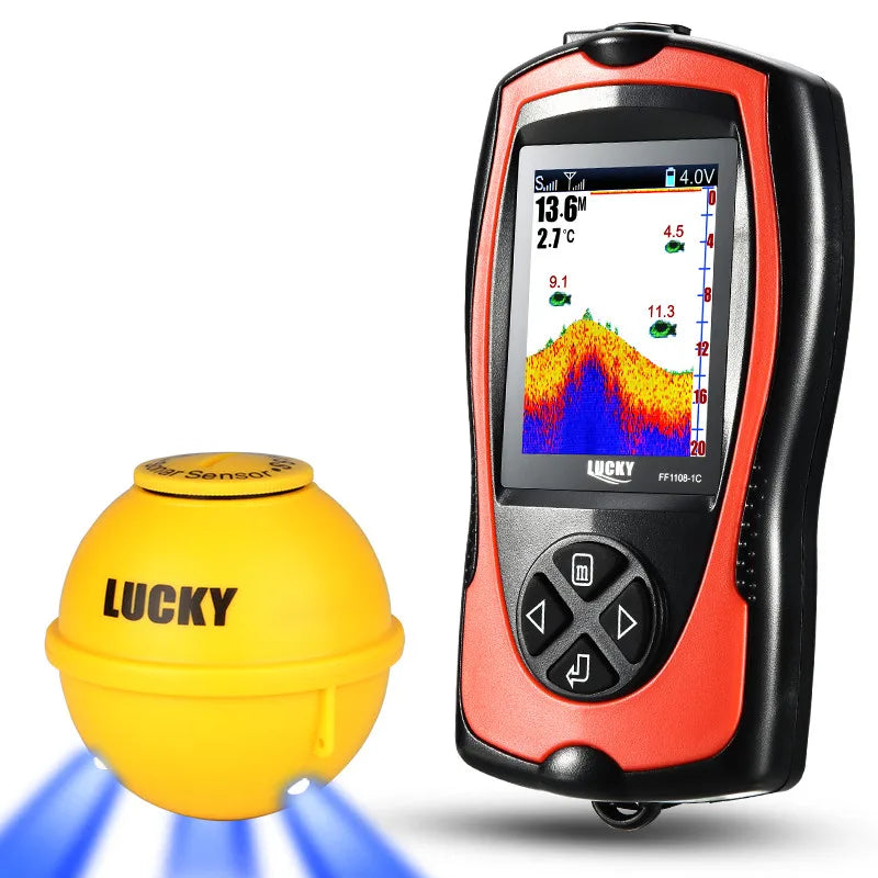 Lucky FF1108-1CWLA Wireless Sonar Fish Finder – 45M Depth, Rechargeable