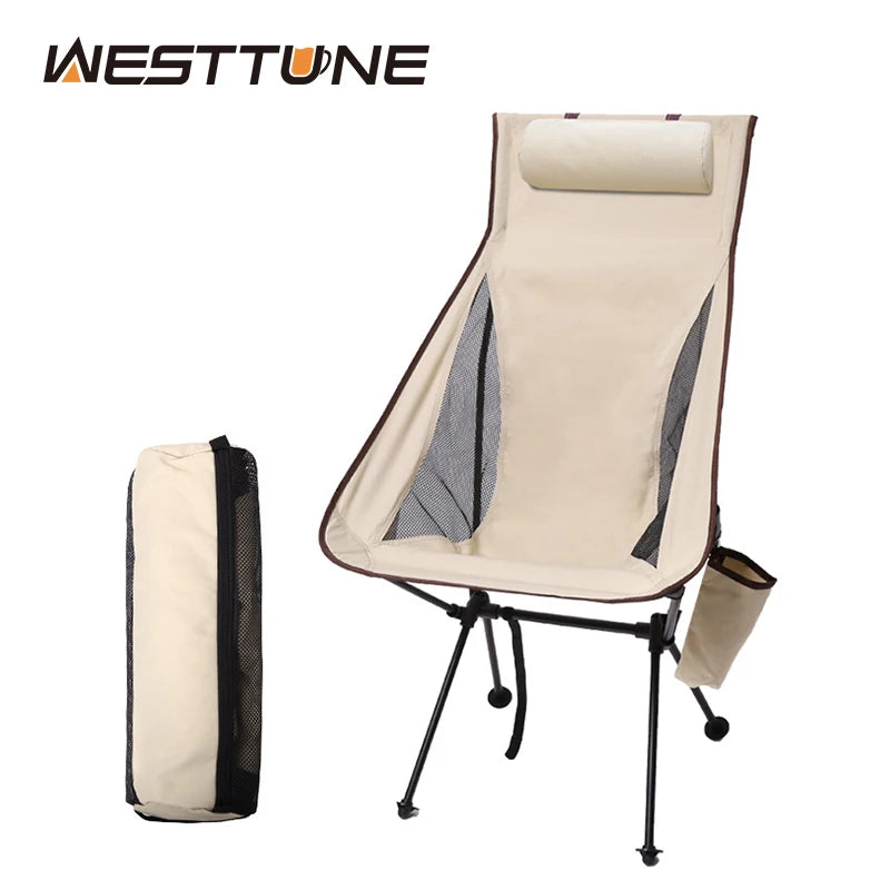 Westtune Portable Folding Camping Chair – Lightweight Aluminum Outdoor Seat with Headrest
