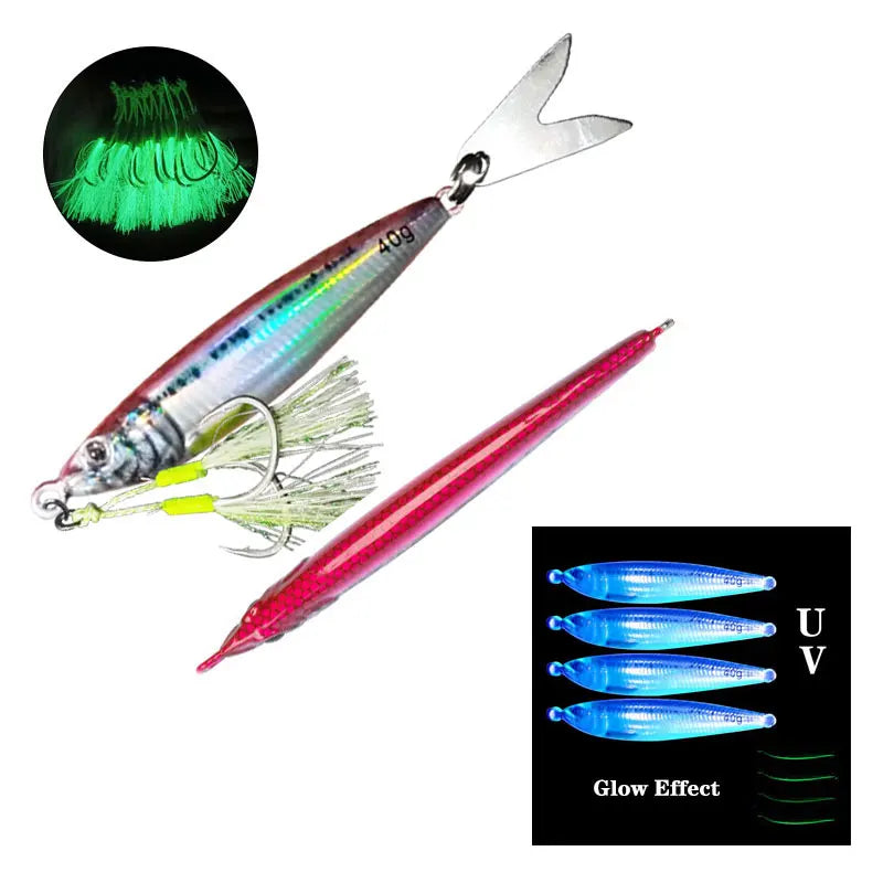 AS Slow Jig UV Glow Metal Lure – 3D Print Sinking Jigging Bait (40g–80g)