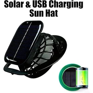 Men’s Wide Brim Solar Fan Hat – UPF50+ Sun Protection, Dual Power