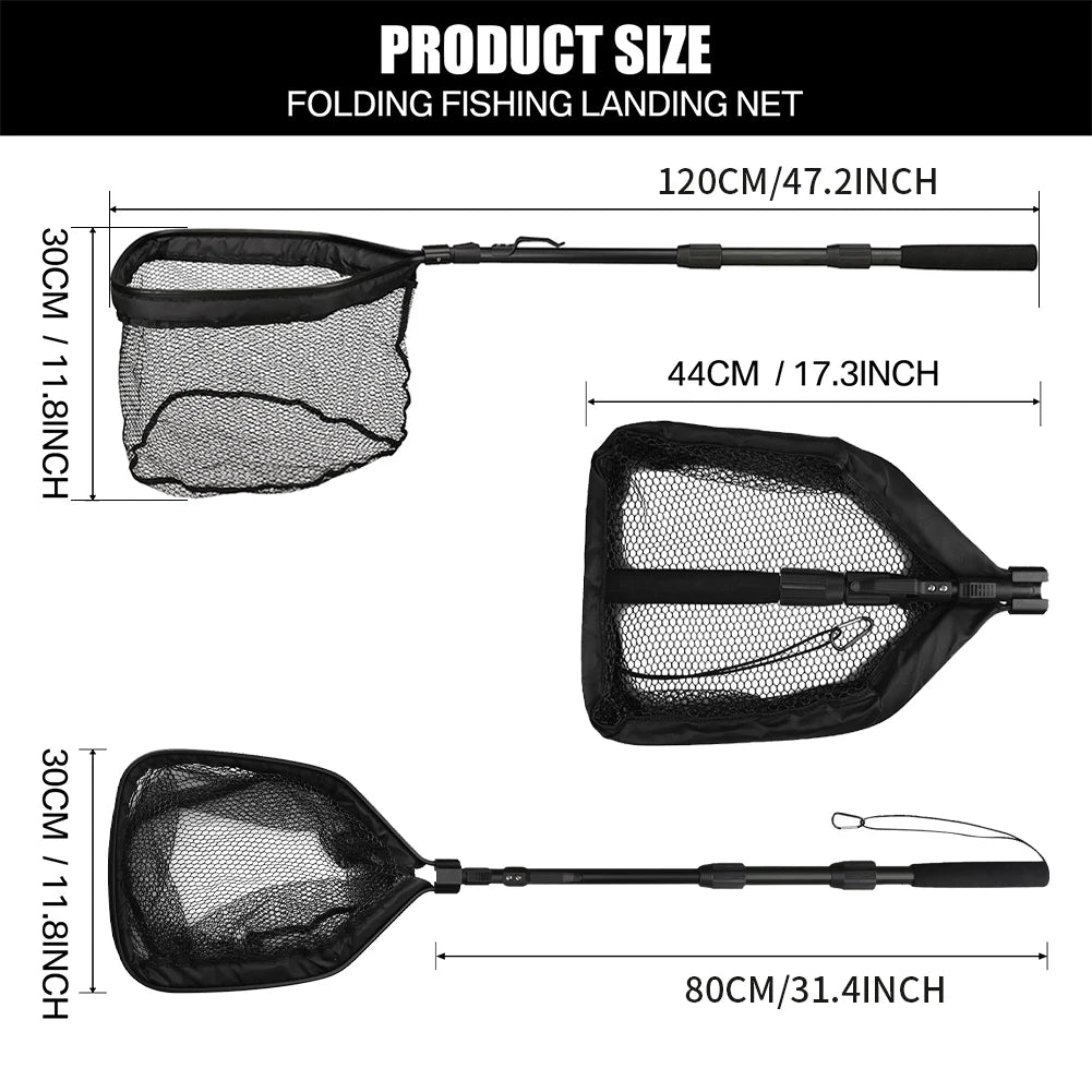 Telescopic Fishing Landing Net – 55cm to 190cm Foldable Floating Net