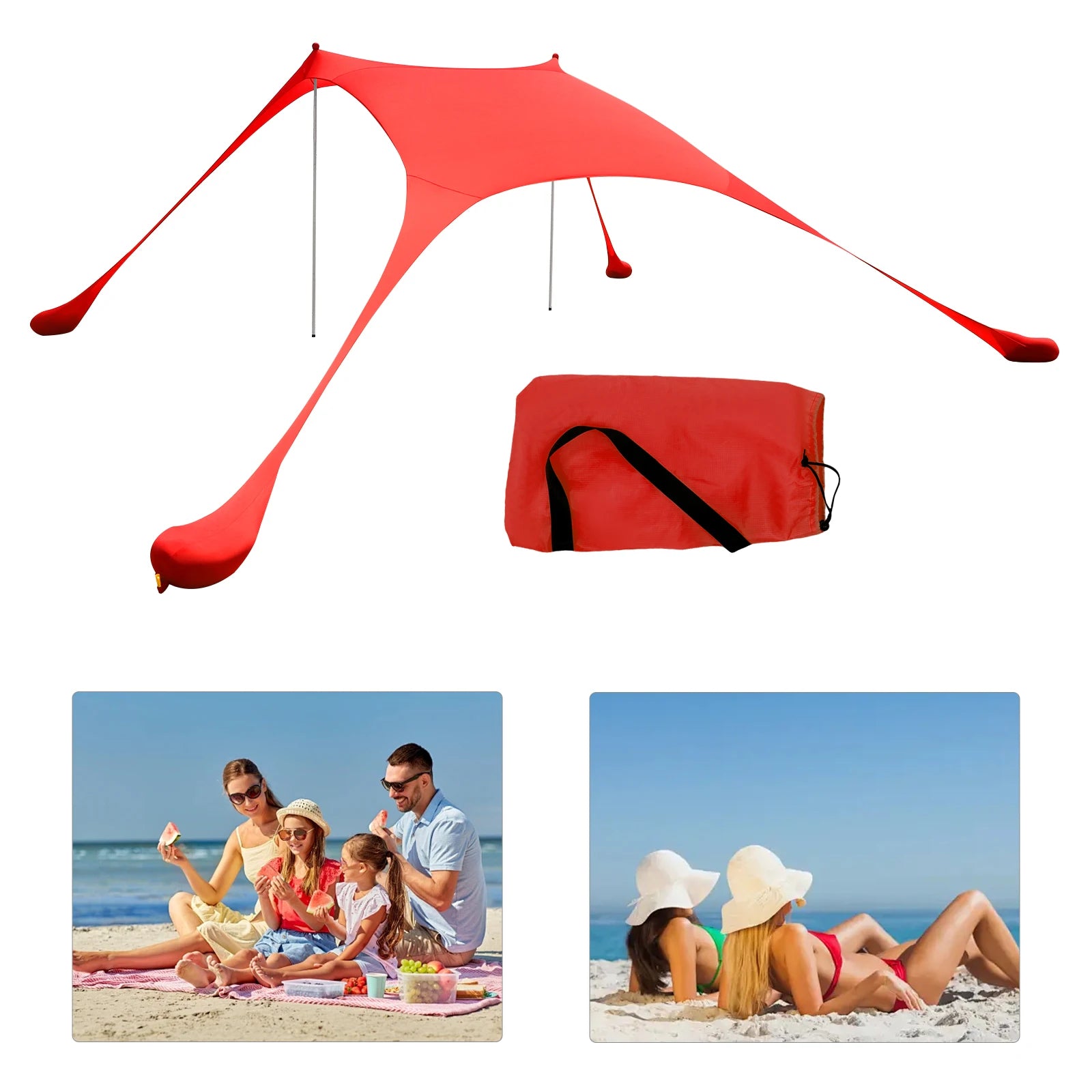 Portable Beach Tent Sun Shelter – UPF50+ Windproof Family Camping Canopy