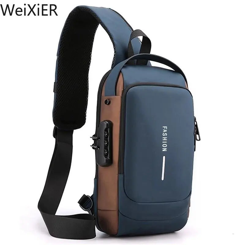 Men’s Crossbody Sling Bag – Multifunction Chest Pack with USB Charging & Anti-Theft Design