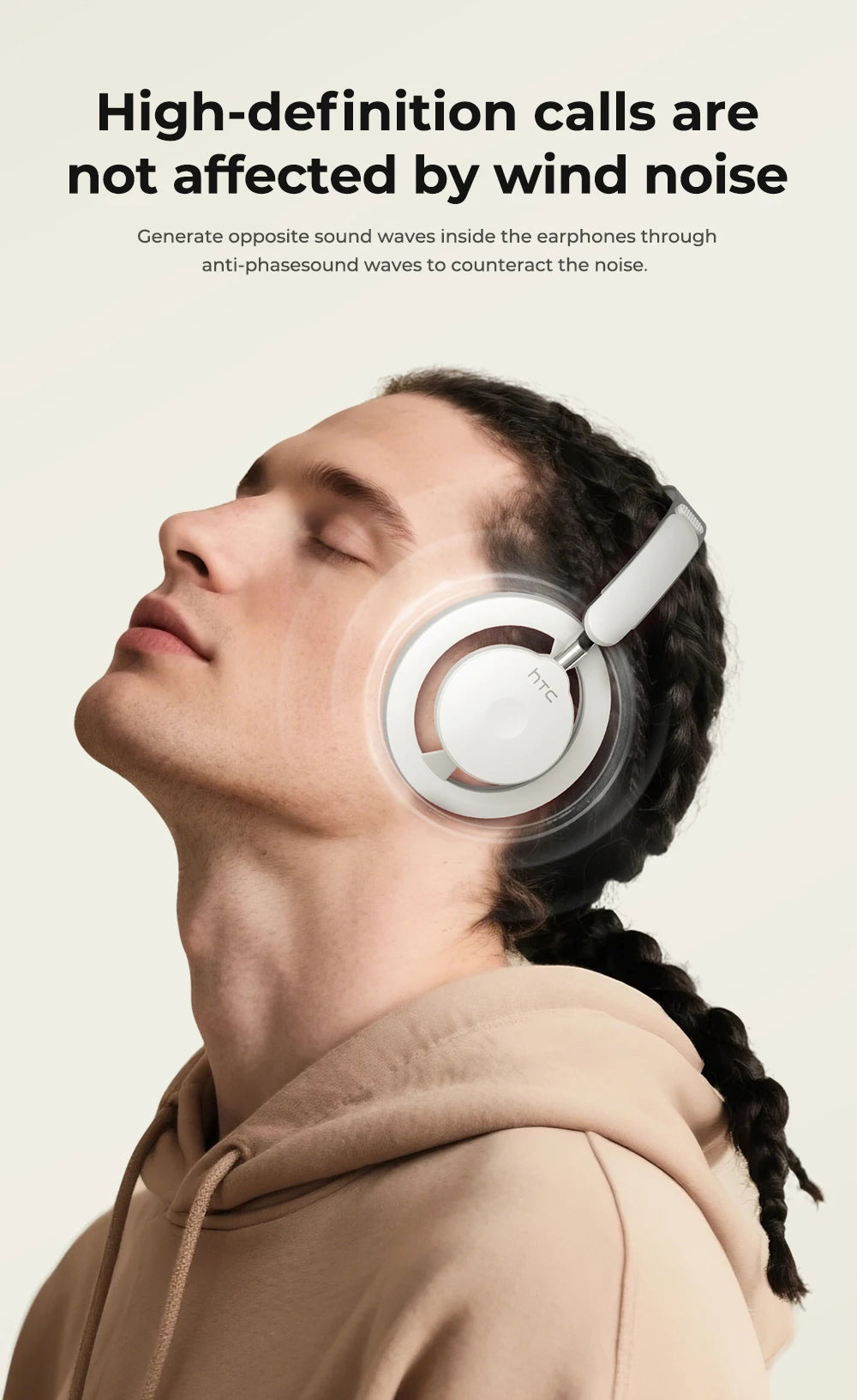 HTC HP06 Open-Ear Wireless Headphones – Foldable Bluetooth V6.0 Headset with AI Translate