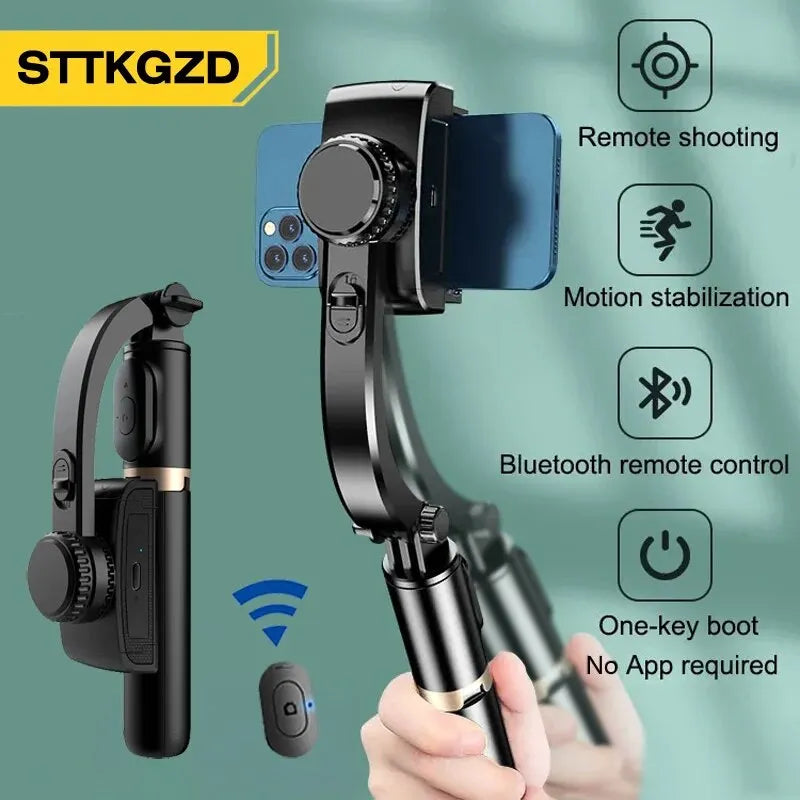 STTKGZD Handheld Gimbal Stabilizer – Bluetooth Selfie Stick Tripod with Fill Light