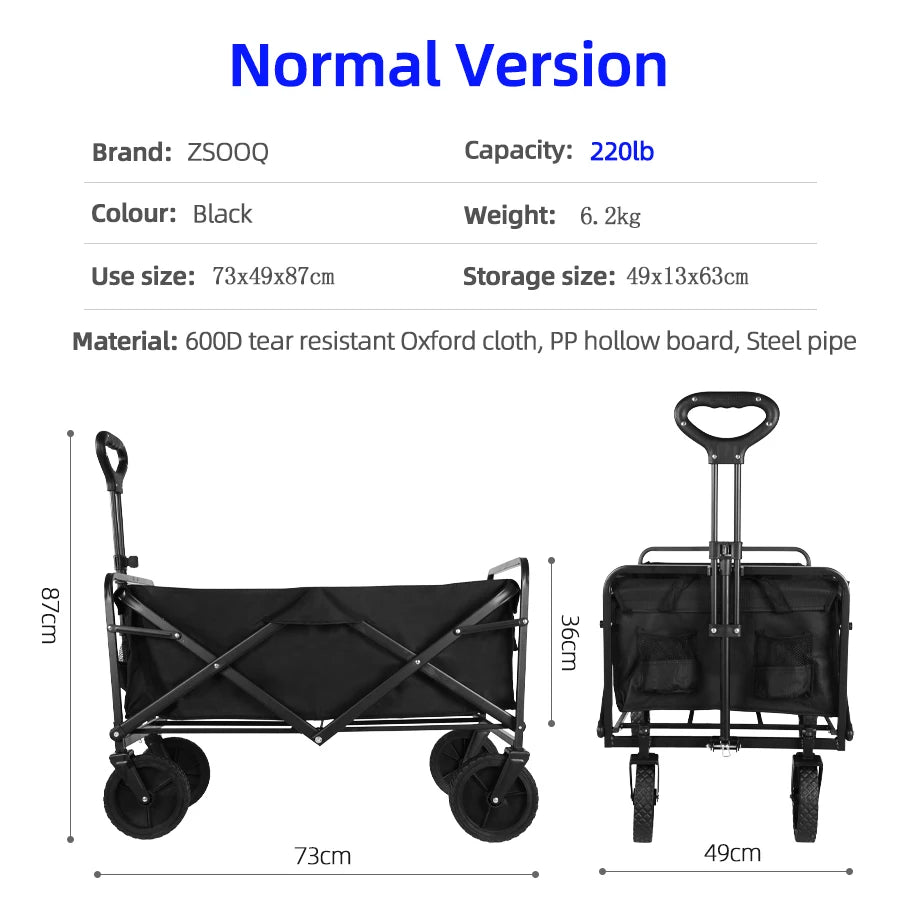 Heavy Duty Folding Utility Wagon – Large Capacity Collapsible Outdoor Cart