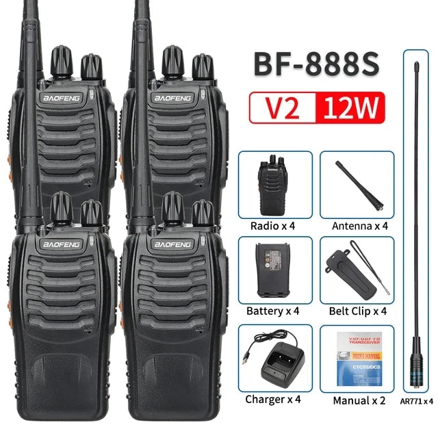 2/4PCS Baofeng BF-888S V2 Walkie Talkies – UHF Dual Band, Long Range Two-Way Radios