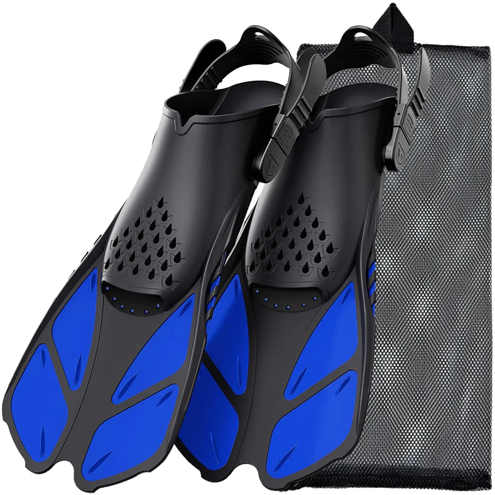 Adjustable Snorkel Fins – Short Silicone Swim Flippers for Adults