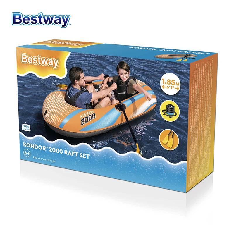 Bestway Inflatable Kayak (1–3 Person) – Heavy Duty PVC Raft for Adventure & Rafting