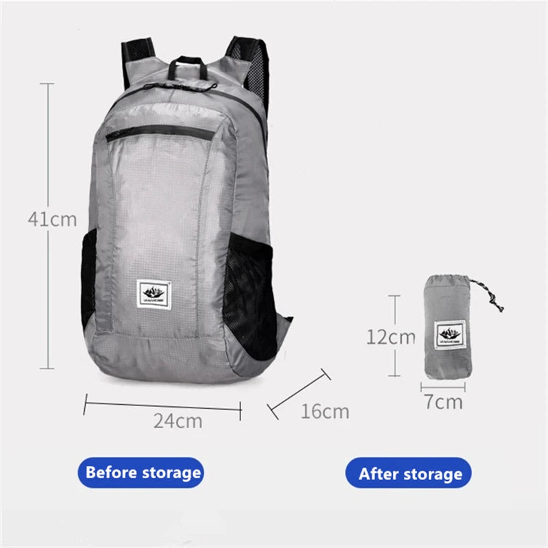 20L Foldable Hiking Backpack – Lightweight Waterproof Travel Daypack