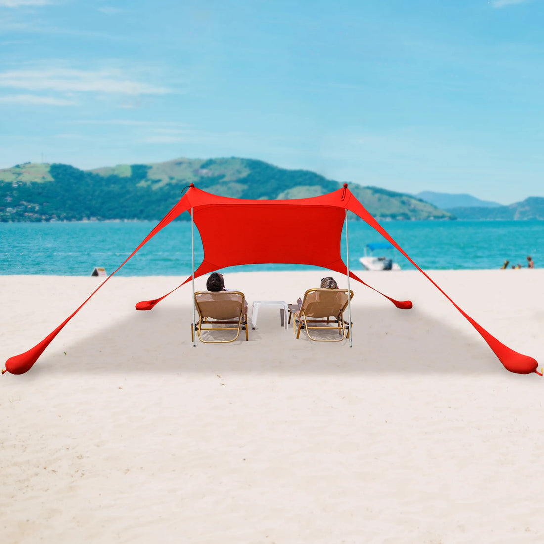 Portable Beach Tent Sun Shelter – UPF50+ Windproof Family Camping Canopy