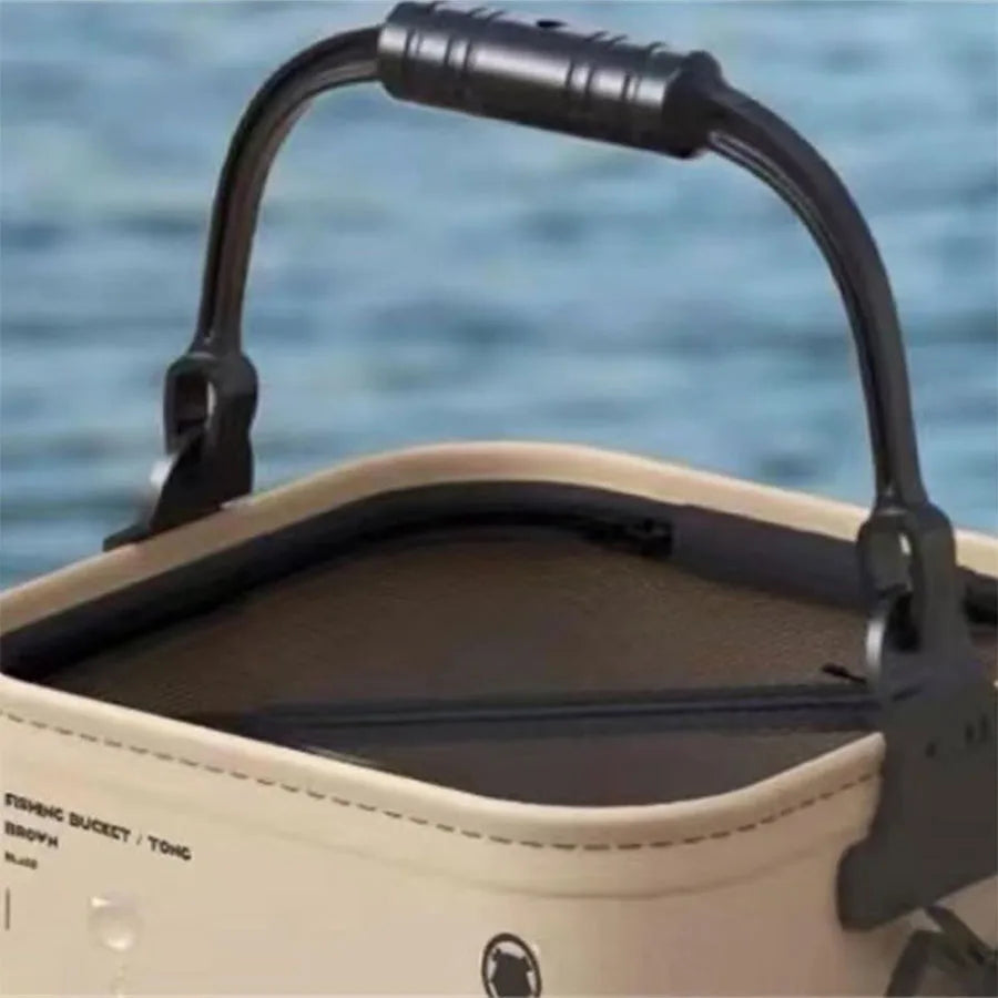 Foldable Fishing Bucket – Portable EVA Live Fish Water Bucket with Rope