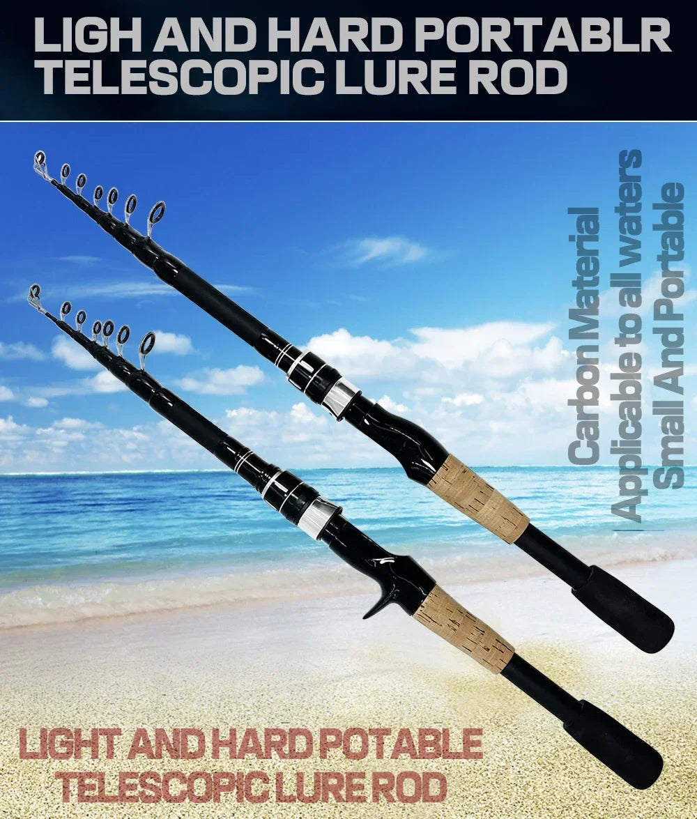 Telescopic Carbon Fishing Rod – 1.5M to 2.4M Spinning/Baitcasting