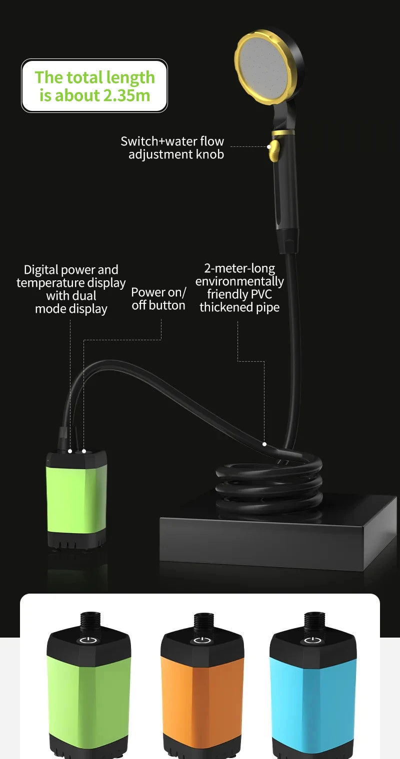 Portable Camping Shower Pump Kit with Digital Display