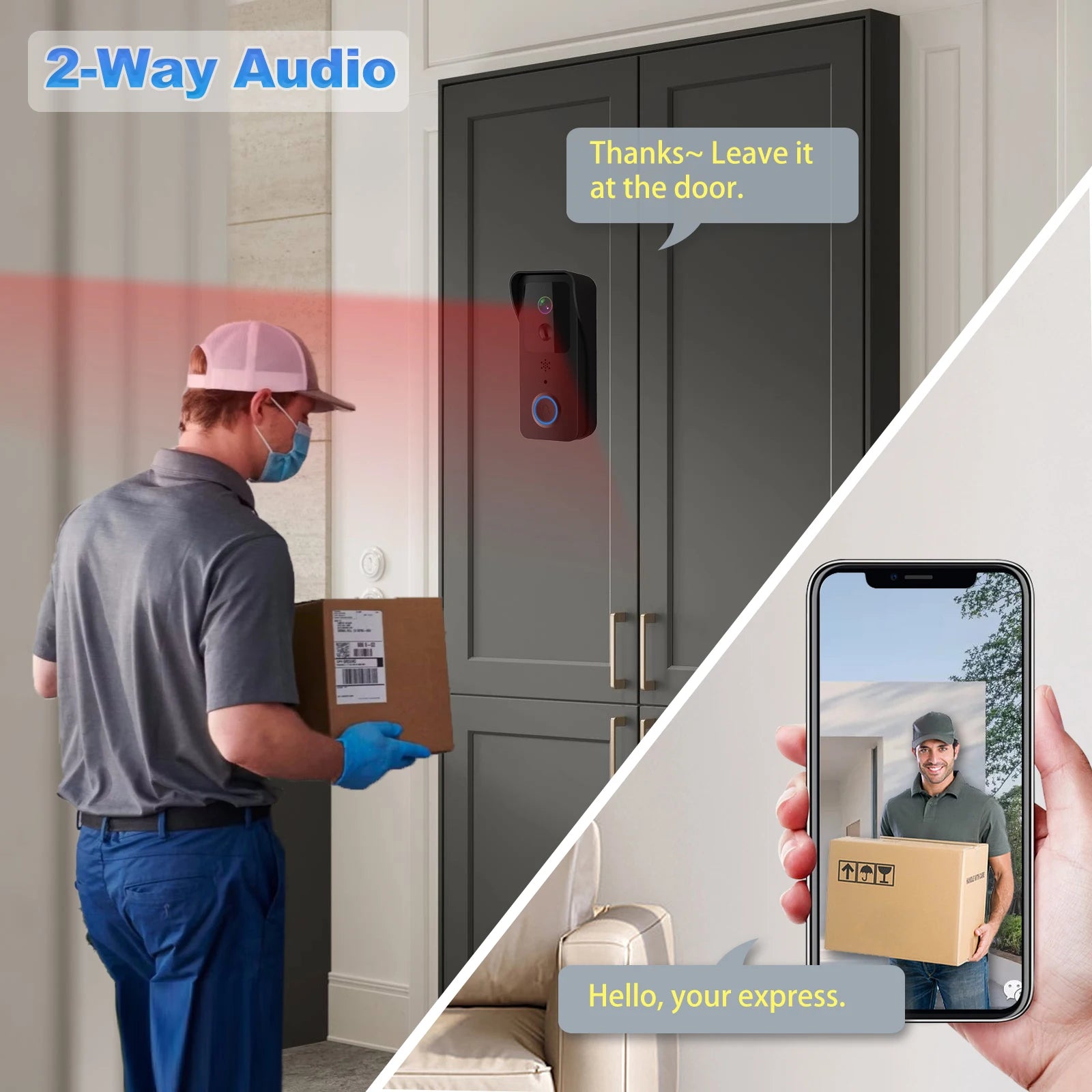 1080P Tuya Smart WiFi Video Doorbell – 5G/2.4G, Waterproof, Wireless