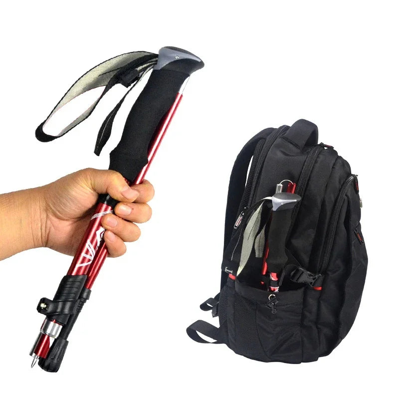 5-Section Foldable Trekking Pole – Portable Telescopic Hiking Stick