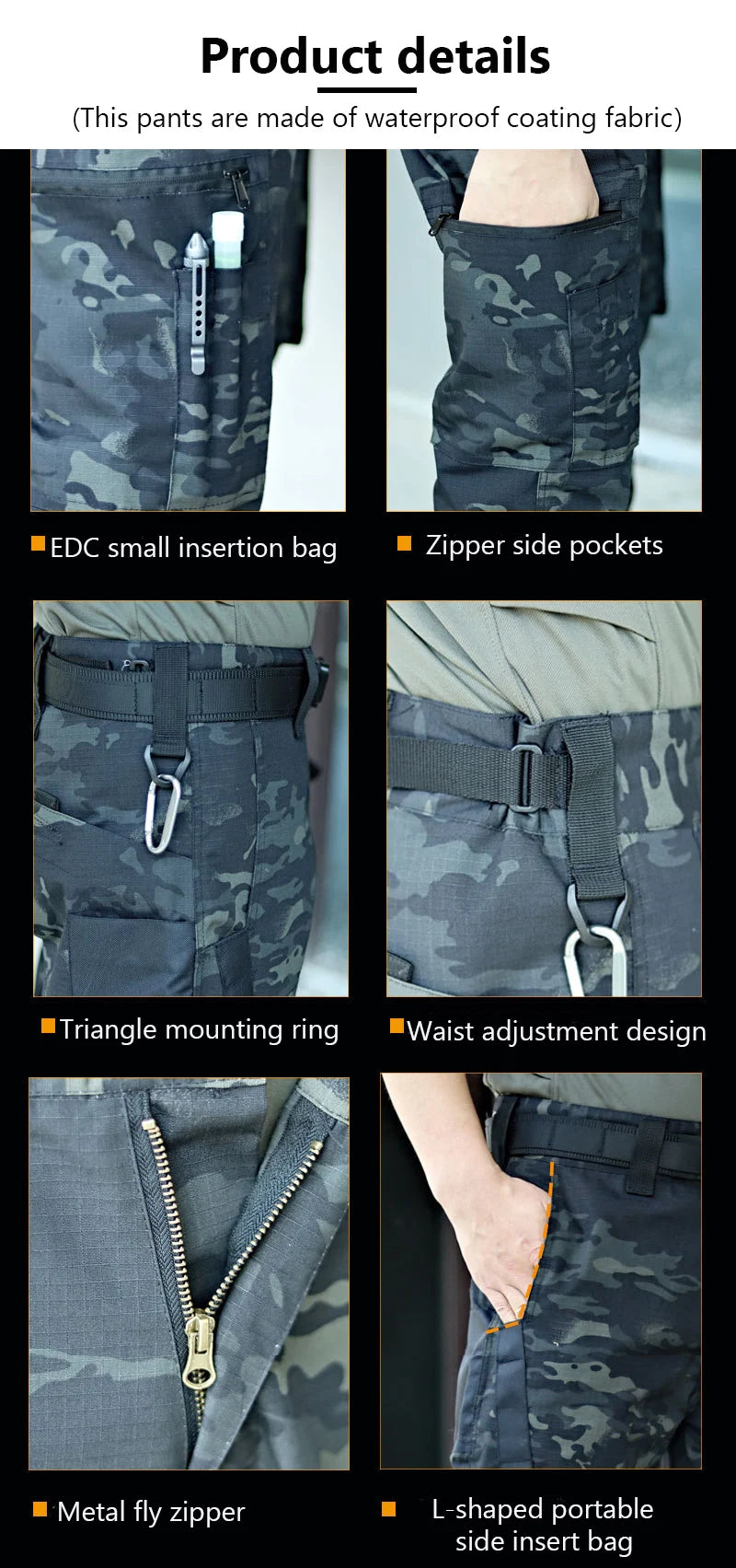 Men’s Tactical Cargo Pants – Multi-Pocket Waterproof Outdoor Work Trousers