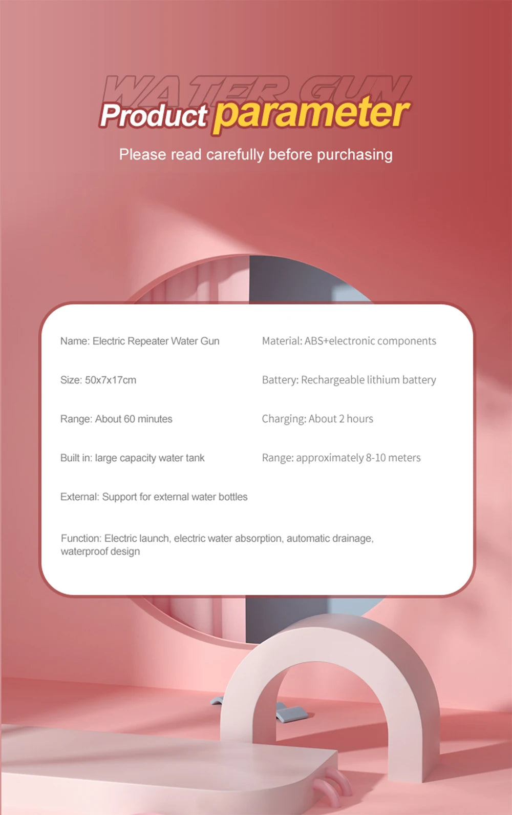 Electric Automatic Water Gun Toy for Kids & Adults