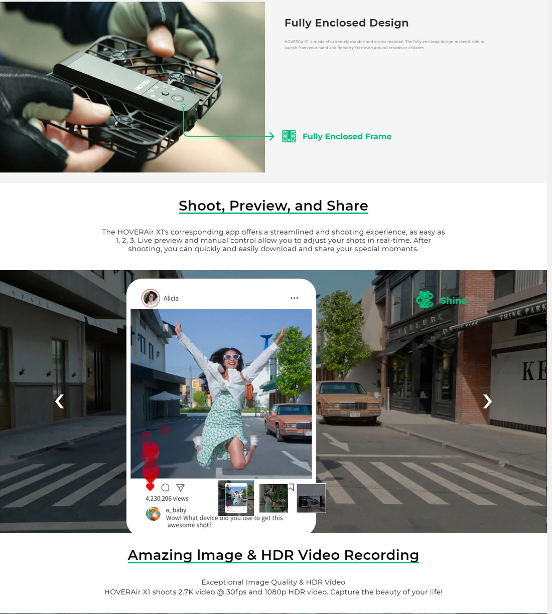 HOVERAir X1 Flying Camera Drone – Pocket-Sized Selfie Drone with Live Preview & Anti-Shake