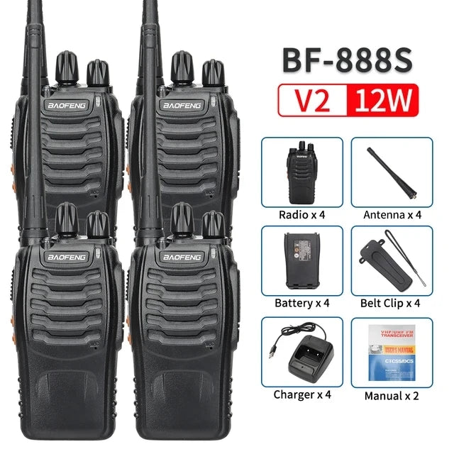 2/4PCS Baofeng BF-888S V2 Walkie Talkies – UHF Dual Band, Long Range Two-Way Radios