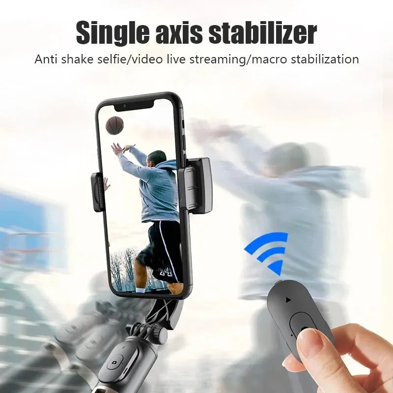 STTKGZD Handheld Gimbal Stabilizer – Bluetooth Selfie Stick Tripod with Fill Light