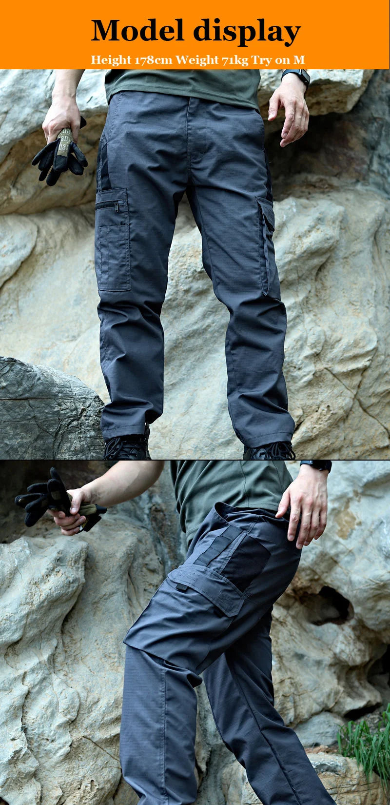 Men’s Tactical Cargo Pants – Multi-Pocket Waterproof Outdoor Work Trousers
