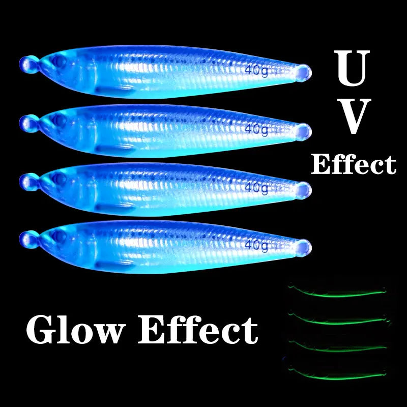 AS Slow Jig UV Glow Metal Lure – 3D Print Sinking Jigging Bait (40g–80g)