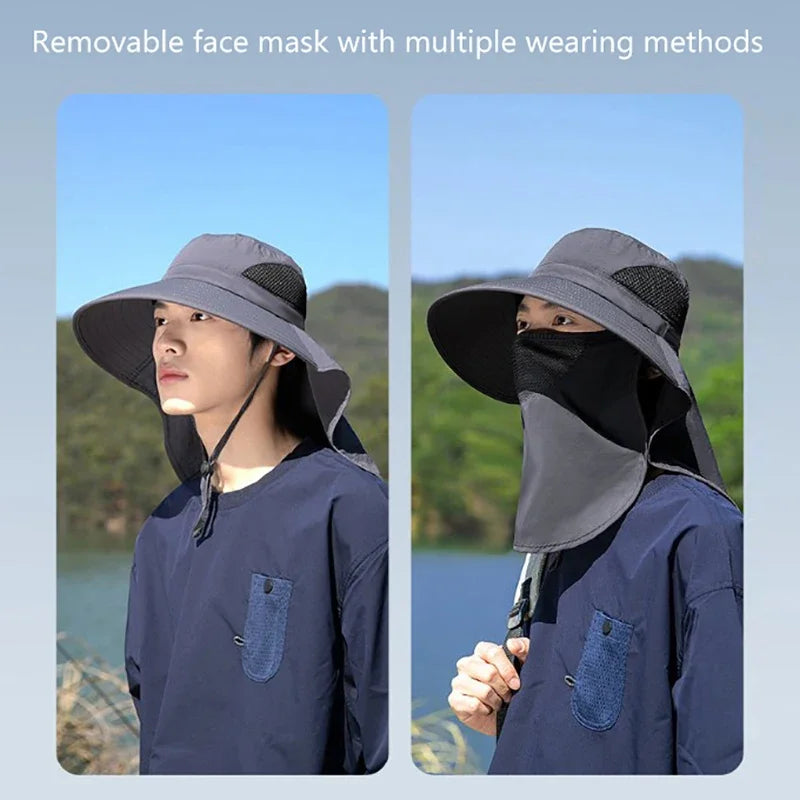 UV Protection Sun Hat with Neck Flap – Outdoor Fishing & Hiking Cap