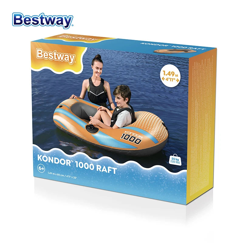Bestway Inflatable Kayak (1–3 Person) – Heavy Duty PVC Raft for Adventure & Rafting