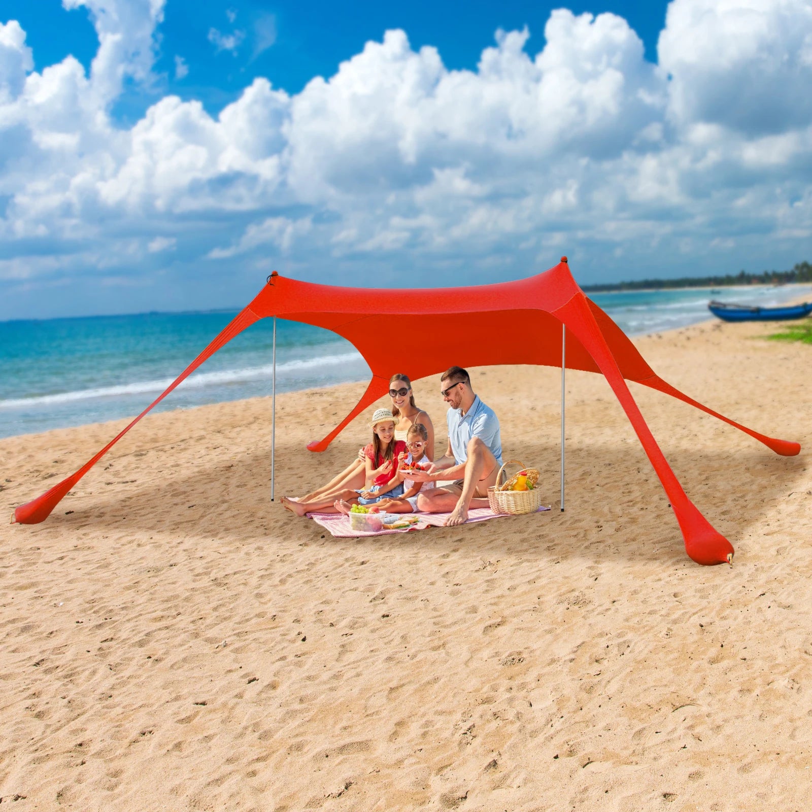 Portable Beach Tent Sun Shelter – UPF50+ Windproof Family Camping Canopy