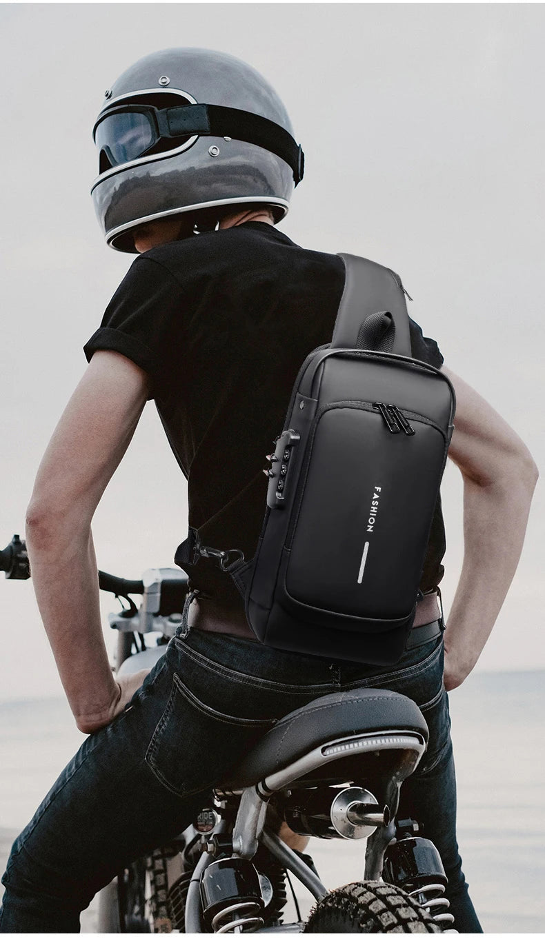Men’s Crossbody Sling Bag – Multifunction Chest Pack with USB Charging & Anti-Theft Design