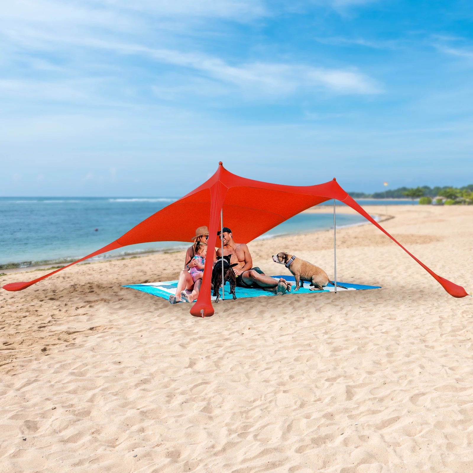 Portable Beach Tent Sun Shelter – UPF50+ Windproof Family Camping Canopy