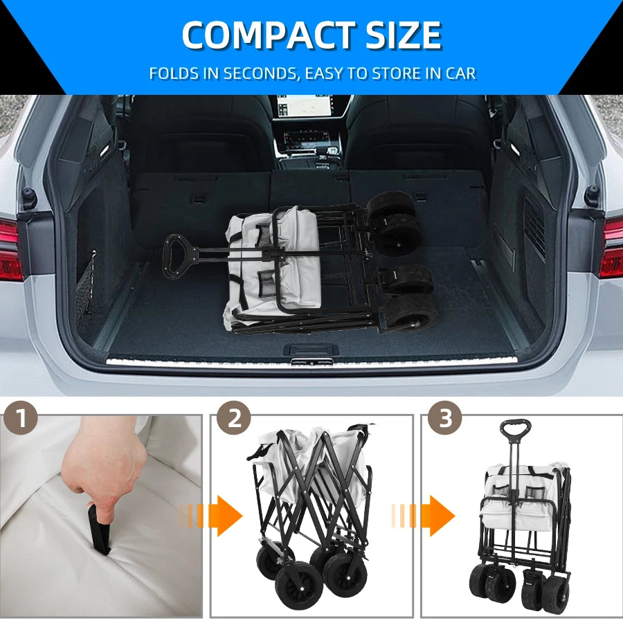 Heavy Duty Folding Utility Wagon – Large Capacity Collapsible Outdoor Cart