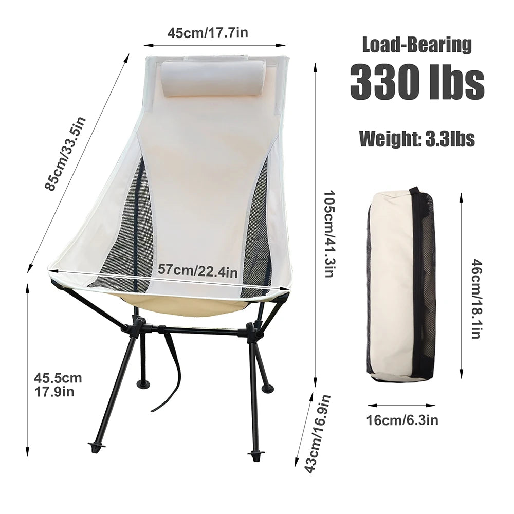 Westtune Portable Folding Camping Chair – Lightweight Aluminum Outdoor Seat with Headrest