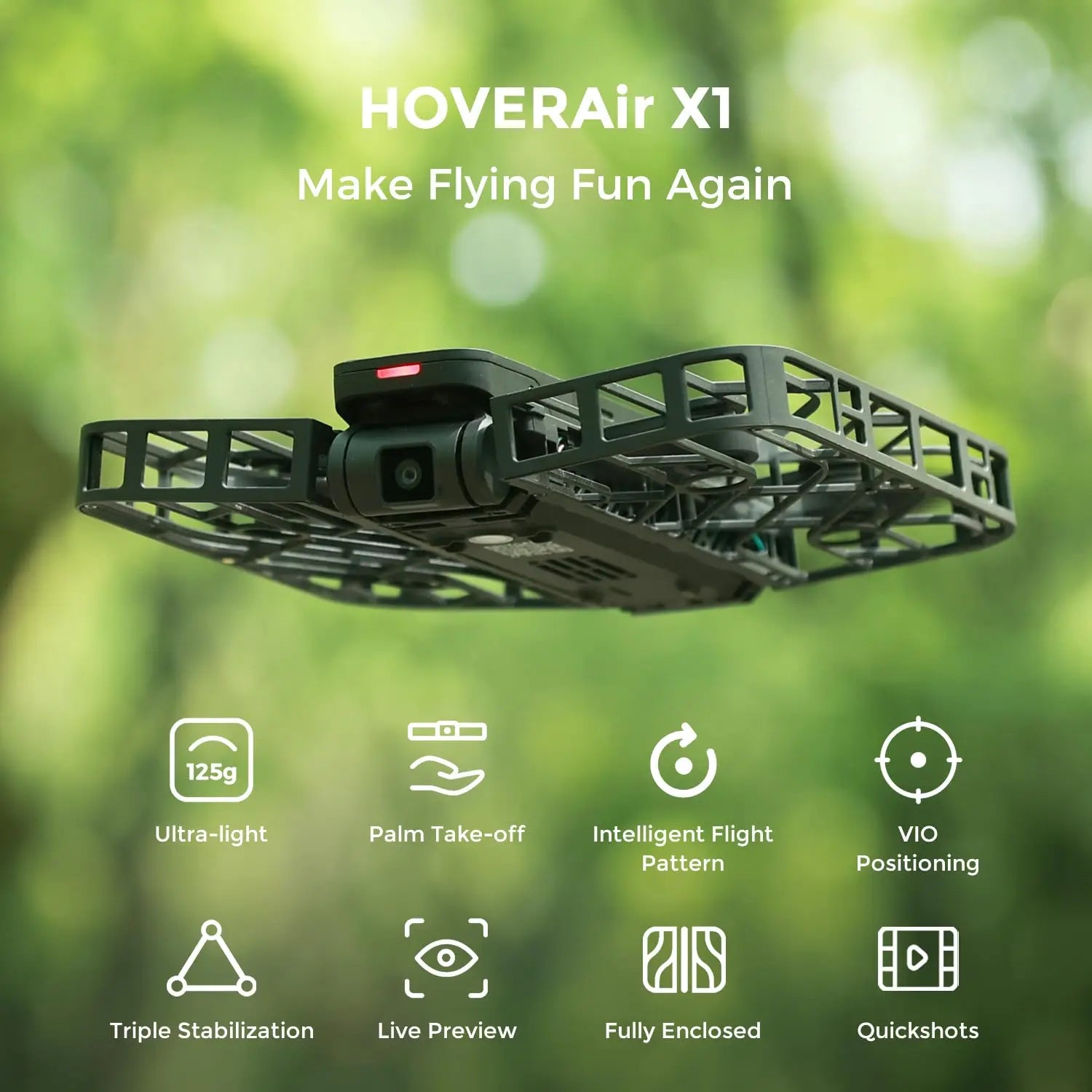 HOVERAir X1 Flying Camera Drone – Pocket-Sized Selfie Drone with Live Preview & Anti-Shake