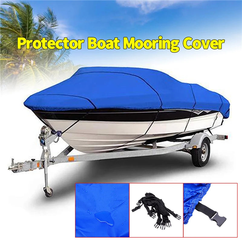 Heavy Duty Waterproof Boat Cover – UV & Sunproof Mooring Cover (11–22ft V-Hull)