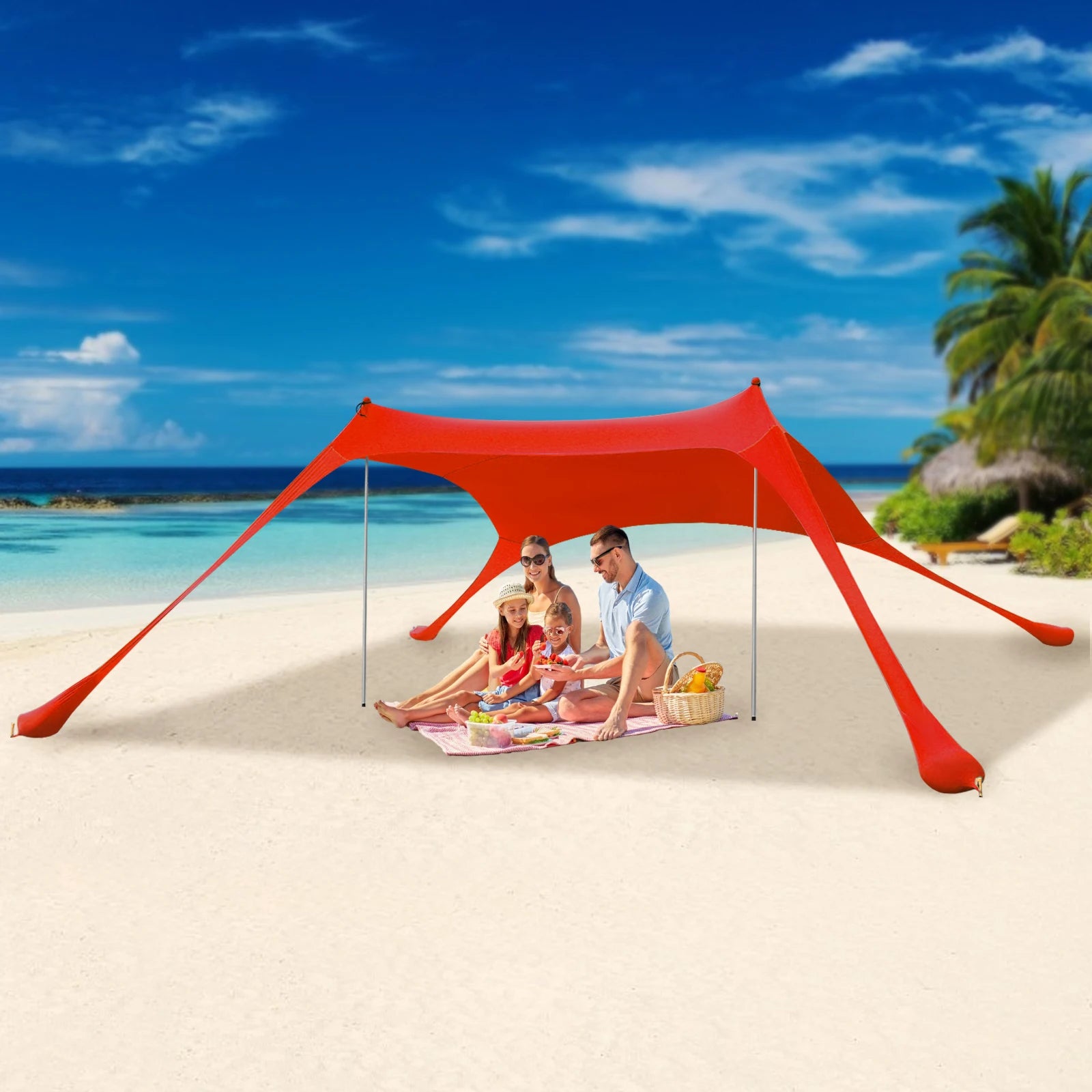 Portable Beach Tent Sun Shelter – UPF50+ Windproof Family Camping Canopy