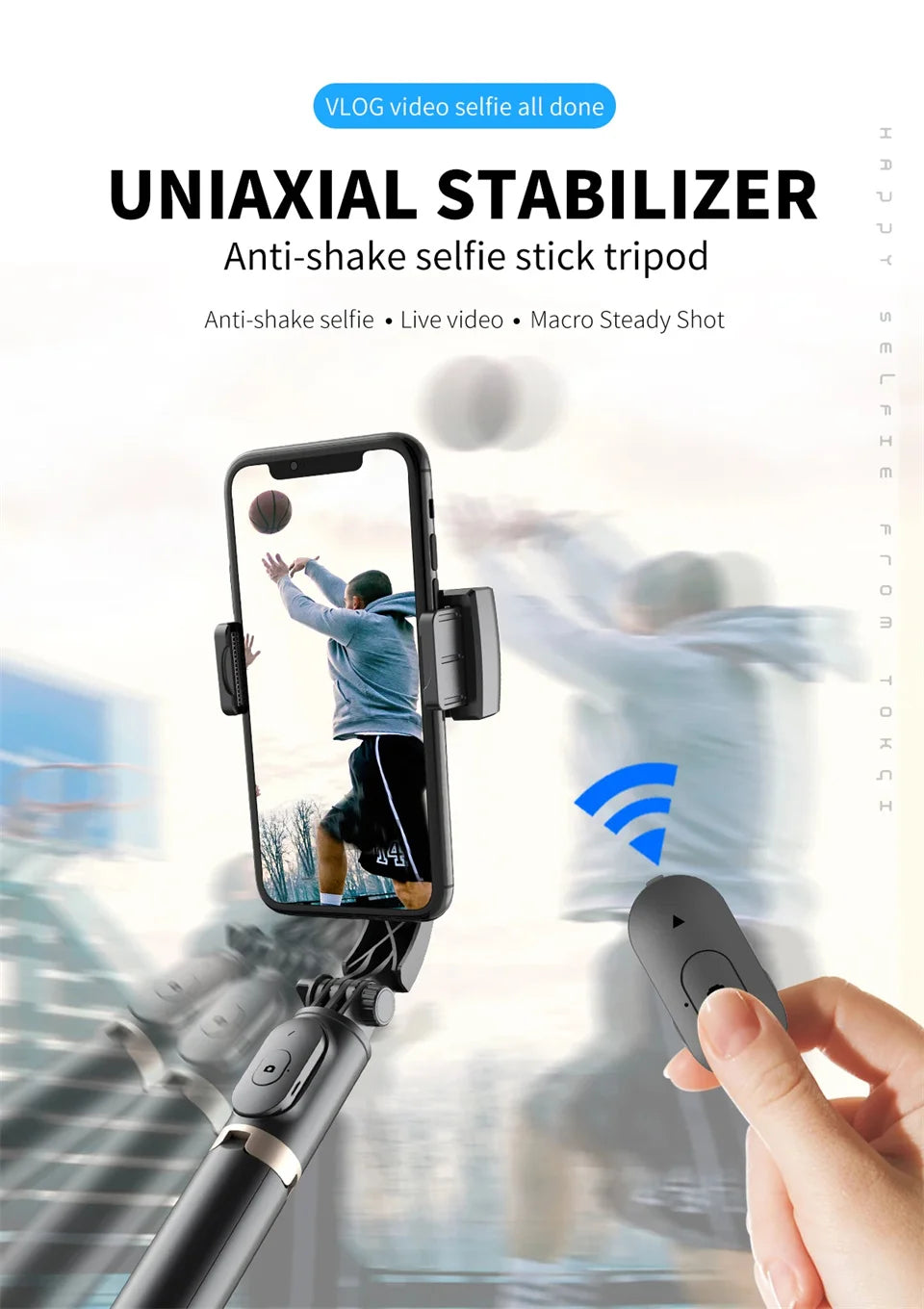 STTKGZD Handheld Gimbal Stabilizer – Bluetooth Selfie Stick Tripod with Fill Light
