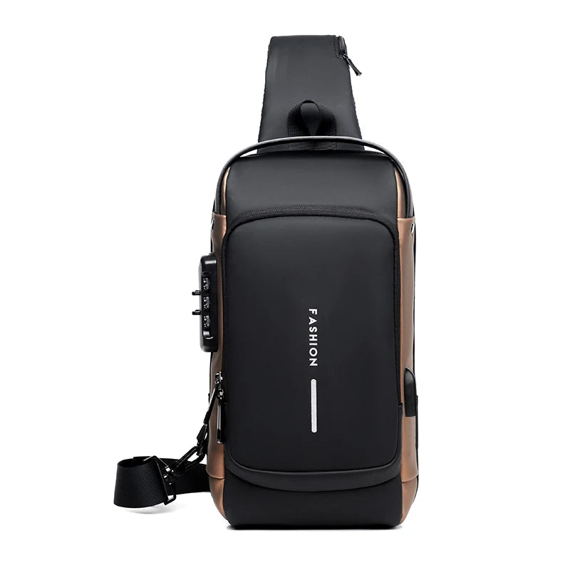Men’s Crossbody Sling Bag – Multifunction Chest Pack with USB Charging & Anti-Theft Design