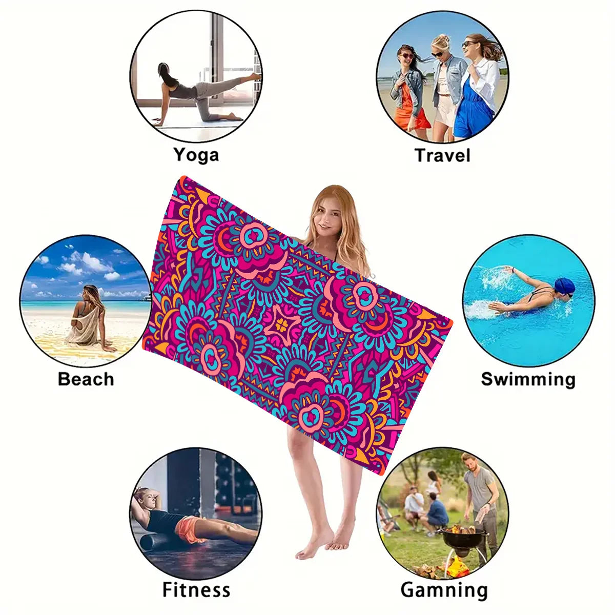 Microfiber Sand-Free Beach Towel – Quick Dry, Soft & Lightweight for Travel
