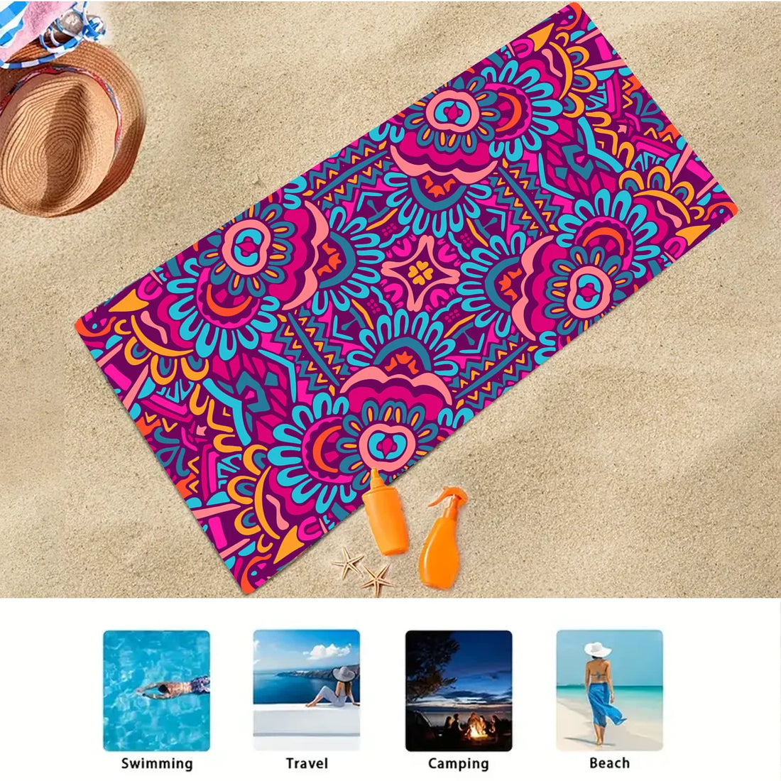 Microfiber Sand-Free Beach Towel – Quick Dry, Soft & Lightweight for Travel