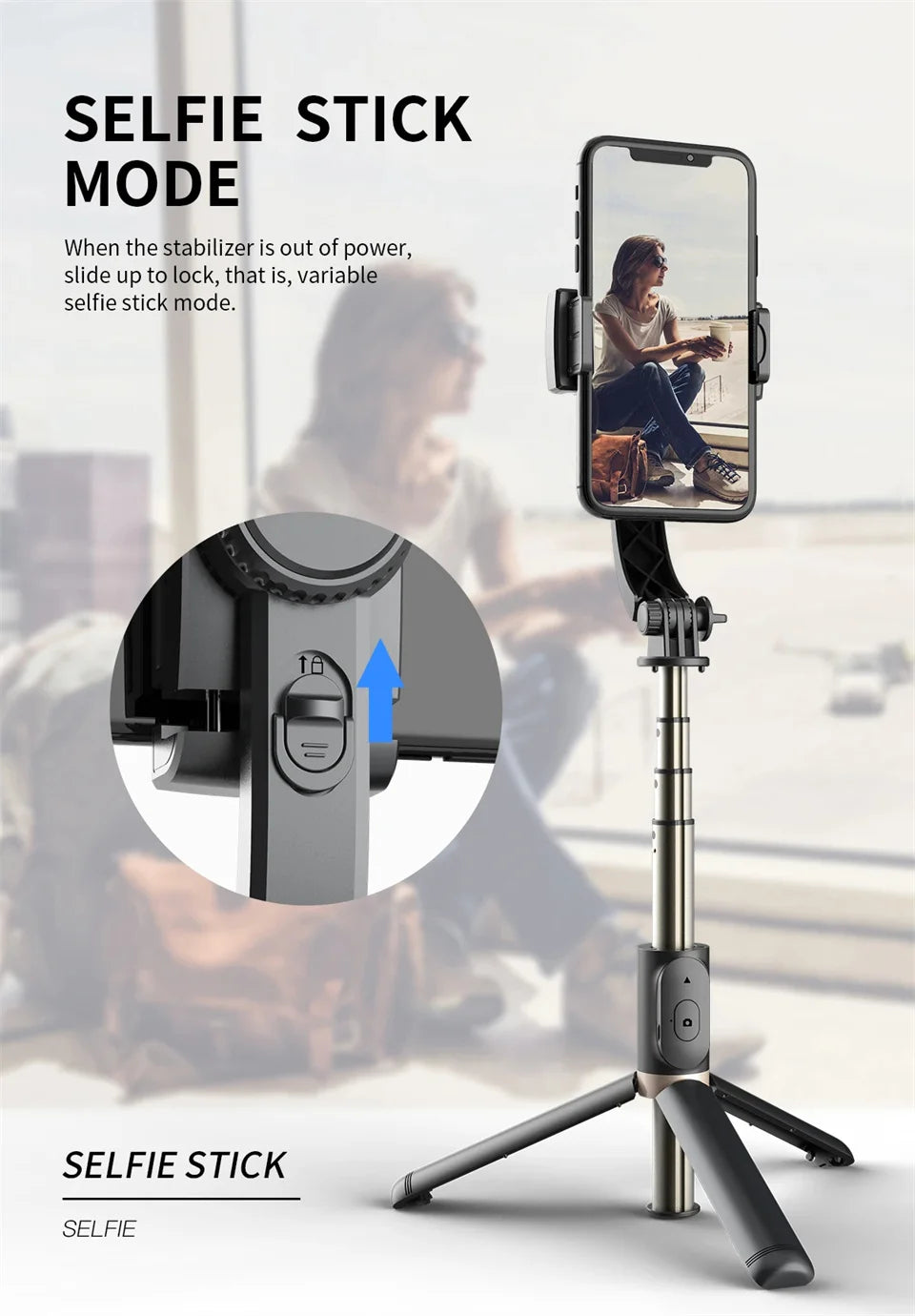 STTKGZD Handheld Gimbal Stabilizer – Bluetooth Selfie Stick Tripod with Fill Light