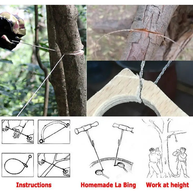 Portable Wire Saw – Stainless Steel Survival Hand Rope Saw for Camping & Hiking