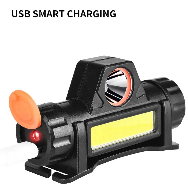 Outdoor LED Headlamp – Long Battery Life, Rechargeable Magnetic Headlight for Night Fishing