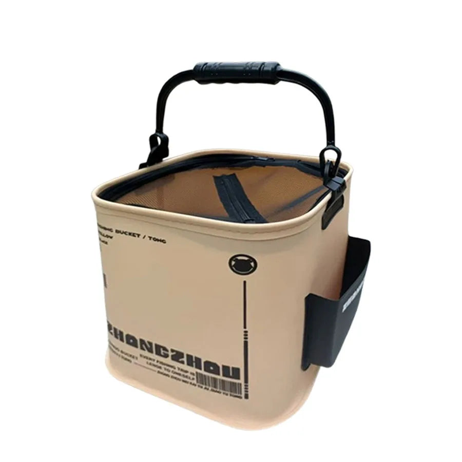 Foldable Fishing Bucket – Portable EVA Live Fish Water Bucket with Rope