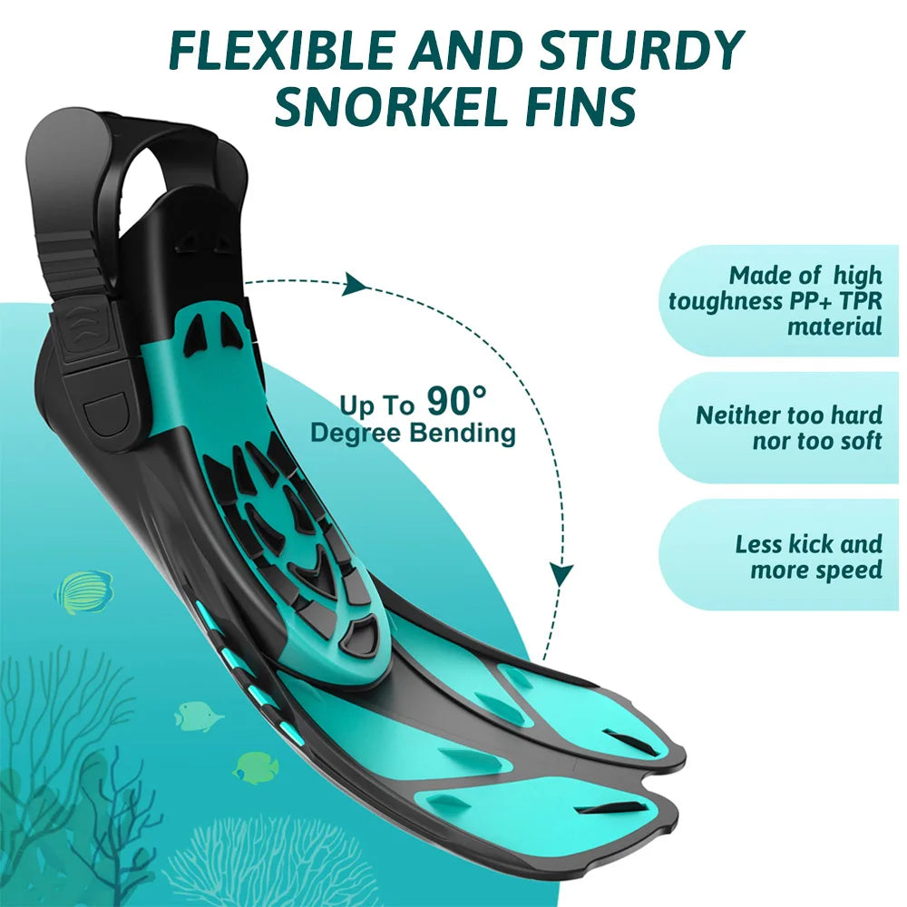 Adjustable Snorkel Fins – Short Silicone Swim Flippers for Adults