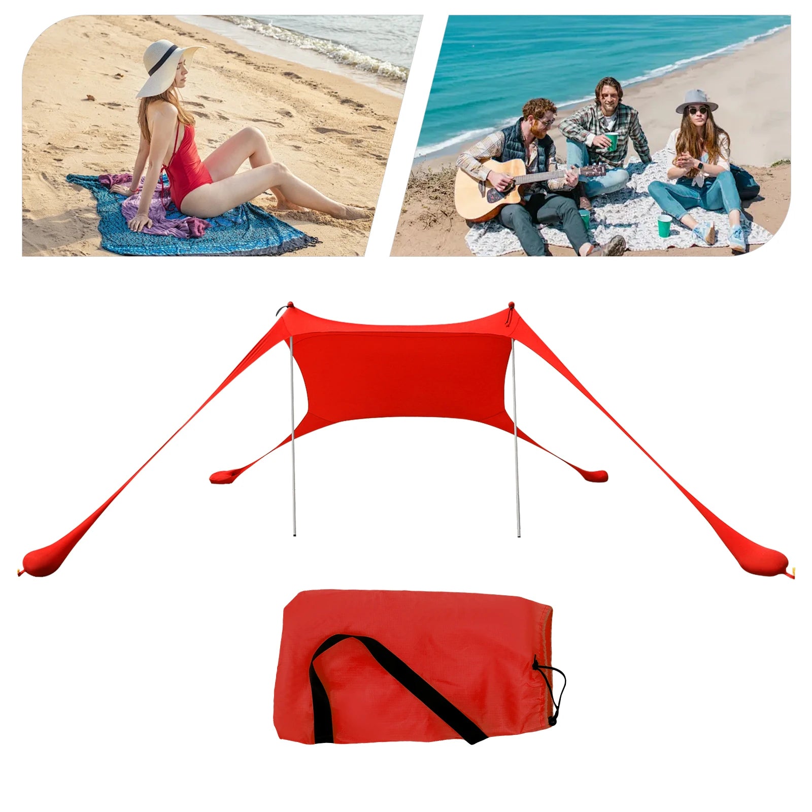Portable Beach Tent Sun Shelter – UPF50+ Windproof Family Camping Canopy